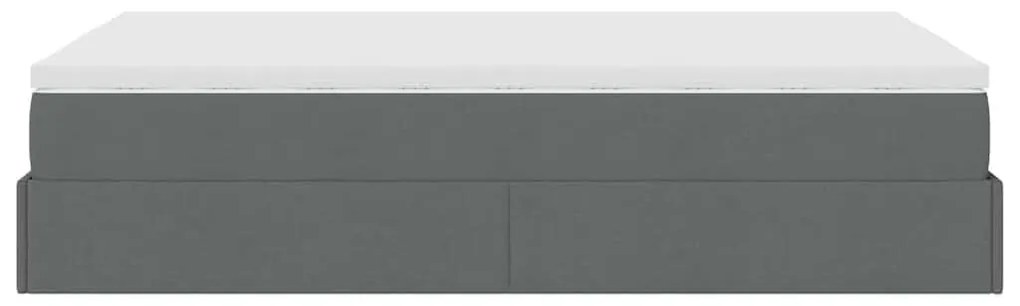 Ottomán ágykeret matraccal sötétszürke 120x190 cm szövet