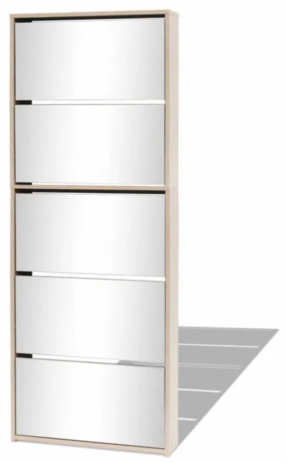 5 szintes tükrös tölgy cipőszekrény 63 x 17 x 169,5 cm