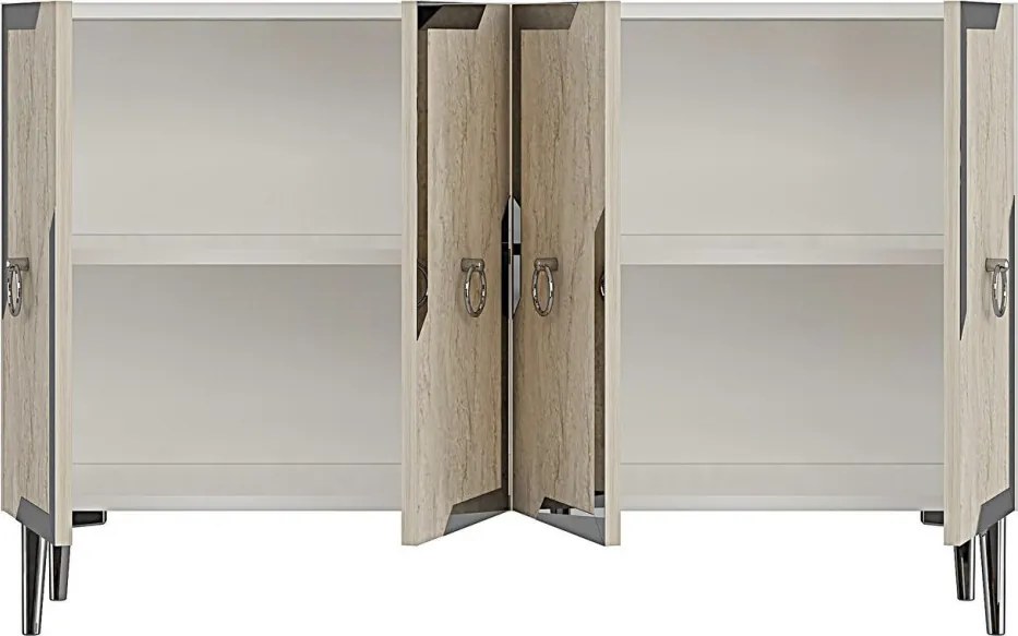 Seza komód, fehér-travertin, 120 cm – TR555CHM1546