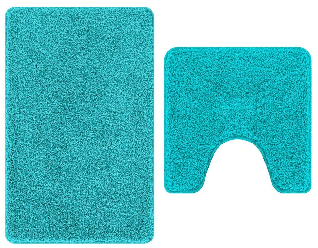 Csúszásmentes fürdőszőnyeg készlet 2 pcs Türkiz PP