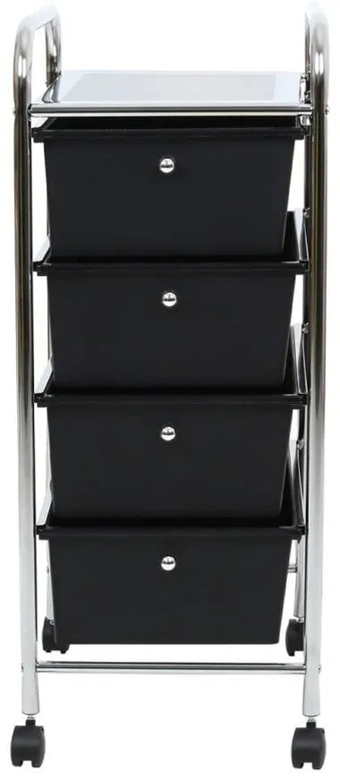 Fekete-ezüstszínű műanyag gurulós polcos állvány 33x79 cm – Premier Housewares