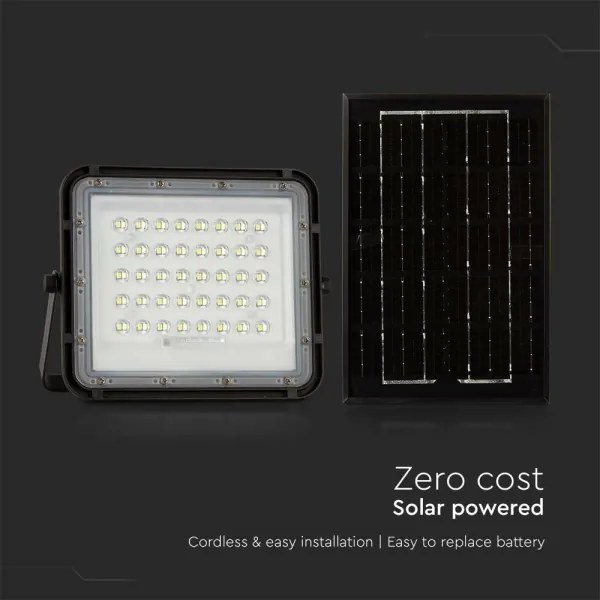 LED Kültéri napelemes reflektor LED/6W/3,2V IP65 4000K fekete + távirányító