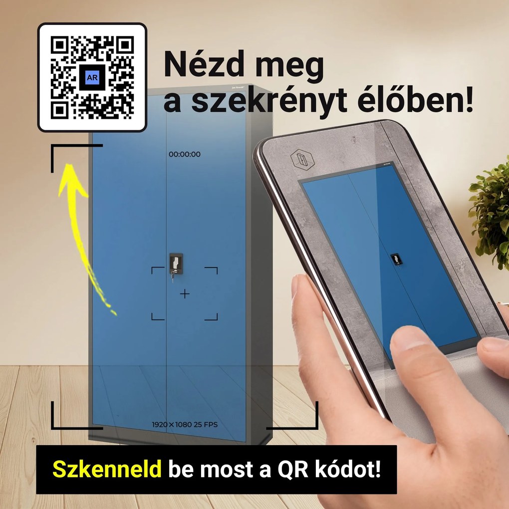 Fém iratszekrény JAN, 900 x 1850 x 400 mm, antracit-kék