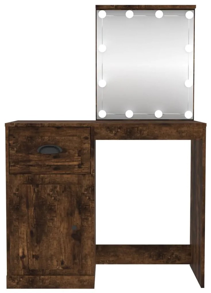 füstös tölgy színű szerelt fa LED-es pipereasztal 90x50x132,5cm