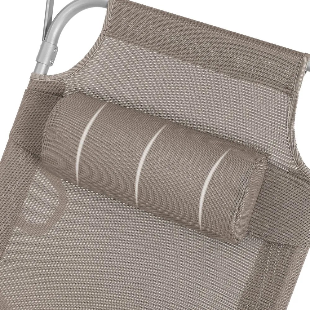 LAGUNA kerti napozóágy állítható napellenzővel, 193x59x30cm, barna-szürke (taupe) SongmicsHome