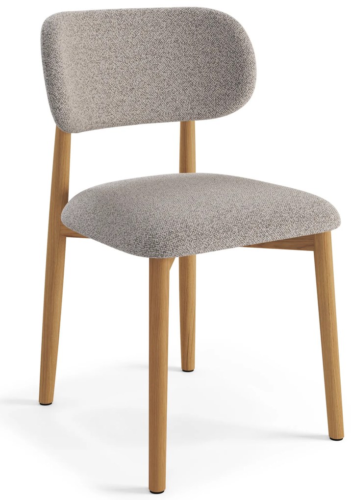 MAZZONI EXPORT ALMO Bézs Latte (Monza 60 szövet)/lakkozott tölgyfa váz - RETRO BOUCLÉ FA SZÉK SZÉK NAPPALIBA ÉTKEZŐBE KONYHÁBA