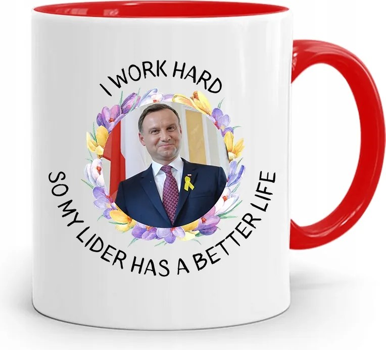 Piros Elnöki Bögre Andrzej Duda Pis Egészség felirattal