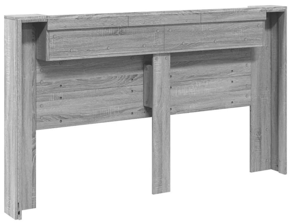 szürke sonoma színű áthidalószekrény LED-ekkel 180x16,5x103,5cm