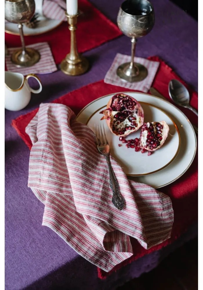 Piros-natúr színű poháralátét szett 4 db-os – Linen Tales