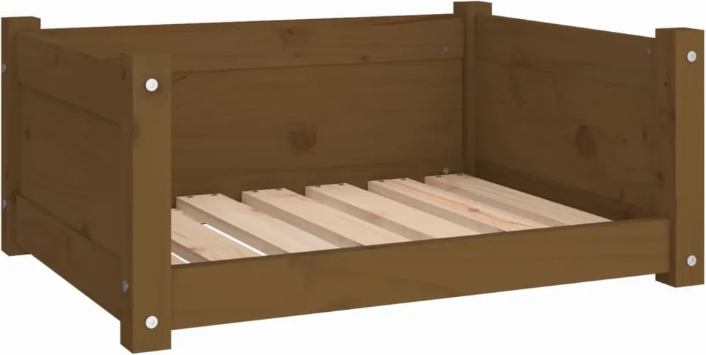 vidaXL mézbarna tömör fenyőfa kutyaágy 65,5x50,5x28 cm