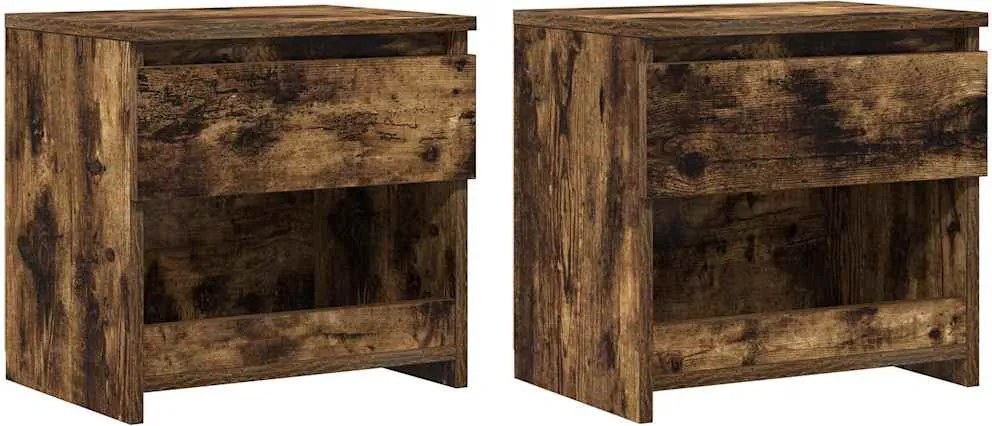 vidaXL 2 db füstös tölgy színű szerelt fa éjjeliszekrény 40x30x39 cm