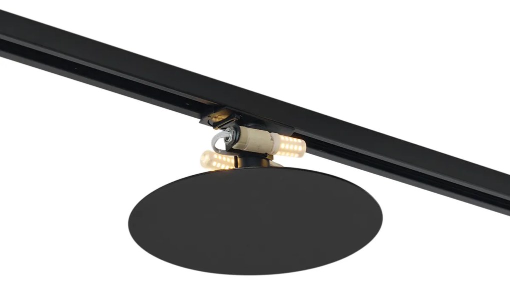 Modern fekete mennyezeti lámpa 1 fázisú sínrendszerhez 2 lámpás - Iconic Pulley