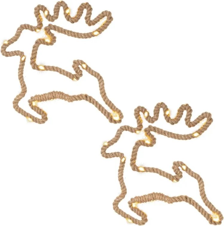 Karácsonyi dekoráció rénszarvas 28x29 cm 20 LED fehér 2 db