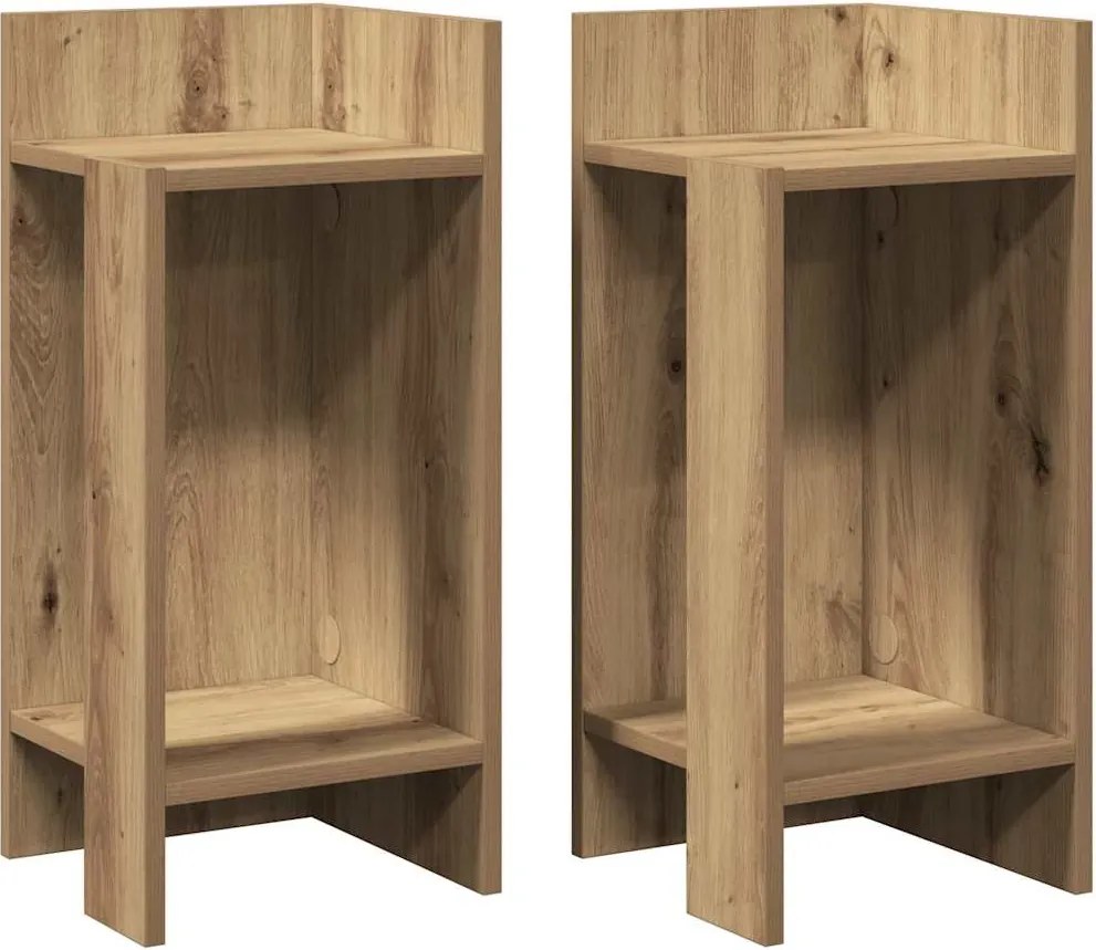 vidaXL 2 db kézműves tölgyszínű kisasztal polccal 25,5 x 27 x 60 cm