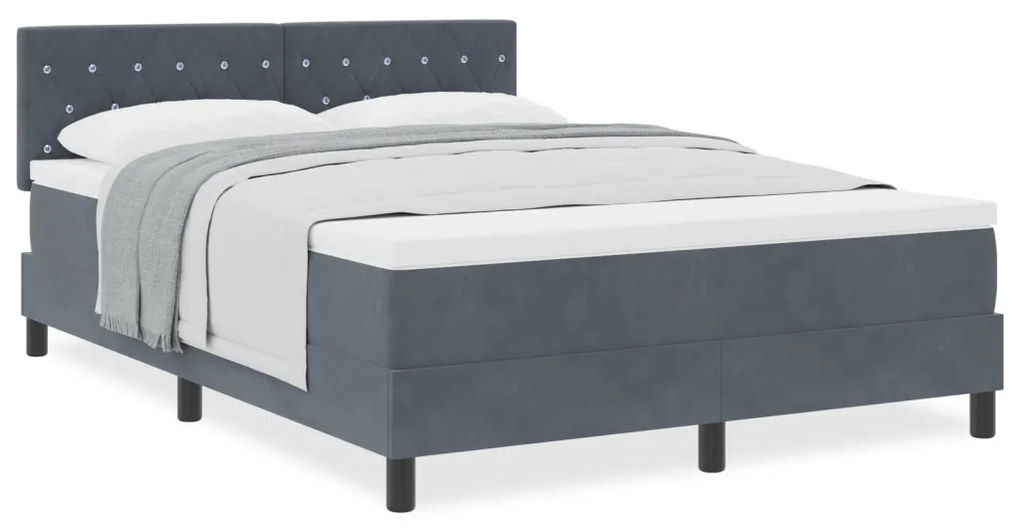 Boxspringágy Matracal Sötétszürke 140x190 cm Bársonyos