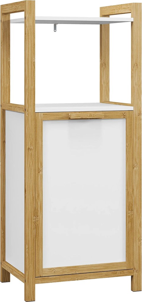 HOMCOM Bambusz Szabadonálló Mosószeres Szekrény Fürdőszobai Tárolóegység - 2 Polc - 40L x 30W x 86.5H cm | Aosom