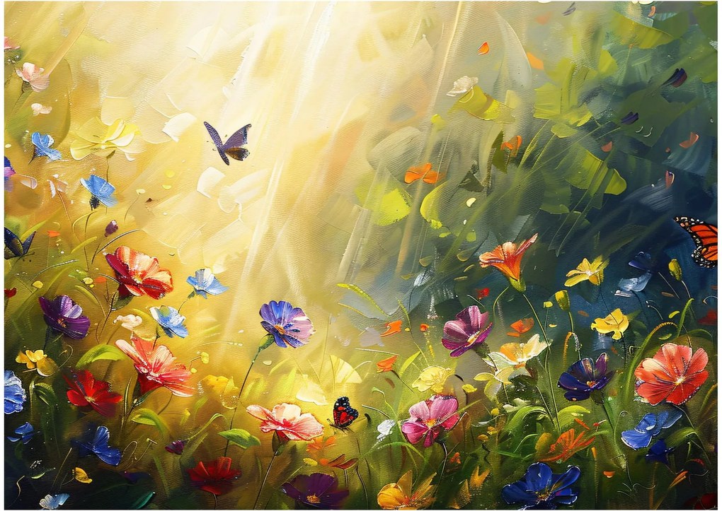 Kép - Tavaszi virágos rét, festmény (70x50 cm)