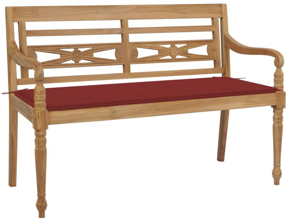 tömör tíkfa Batavia pad piros párnával 120 cm
