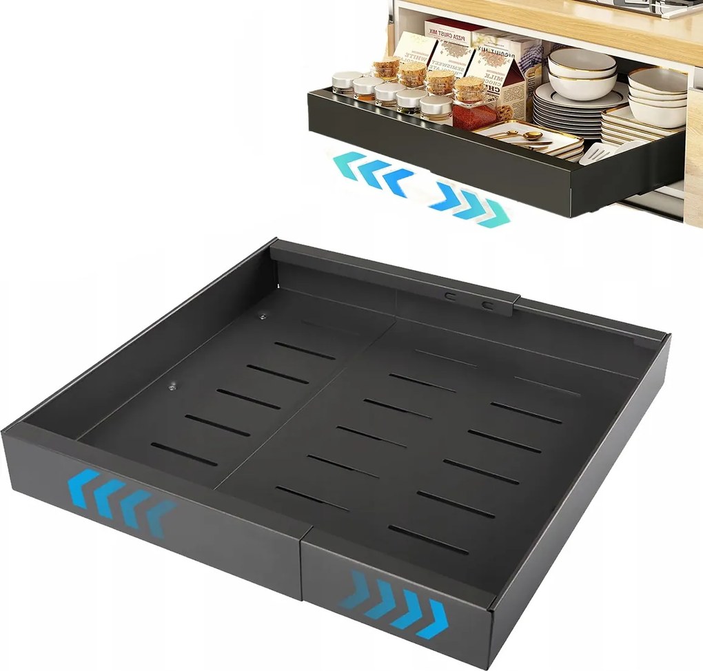 Teleszkópos fiók, kihúzható és bővíthető konyhai egyszemélyes, fekete