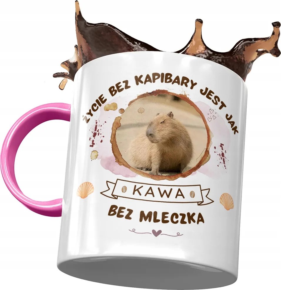 Rózsaszín Kapibara Bögre Születésnapra Névnapra Ajándék Nyomtatott Fotóval