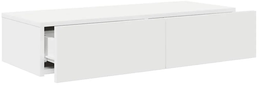 Falipolc fiókokkal fehér 80x33x17 cm műszaki fa