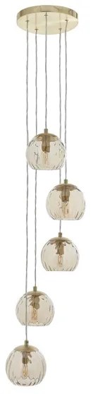 Endon 91972 - DIMPLE kábeles csillár 5xE14/7W/230V arany/füstös bézs