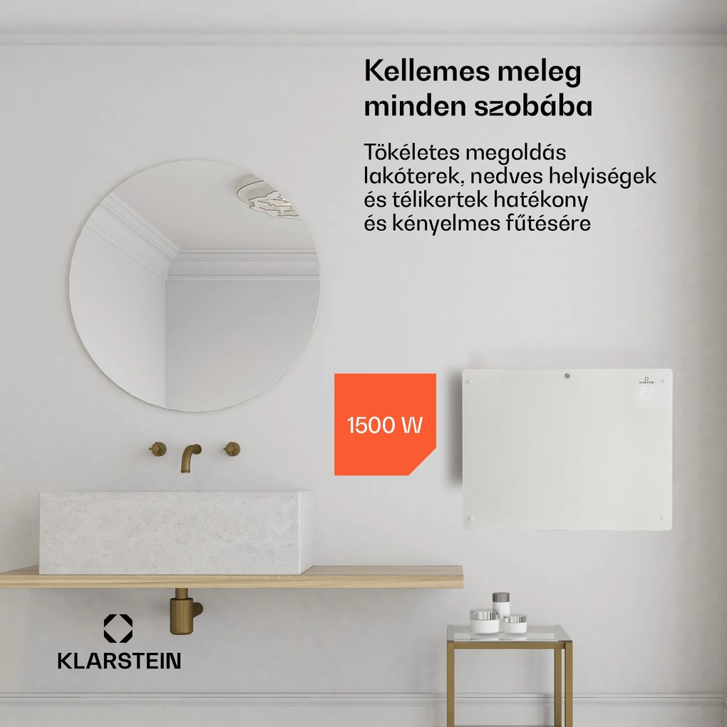Klarstein Bansin Crystal Smart, konvektor, 1500 W, 5 - 50 °C, vezérlés applikáción keresztül