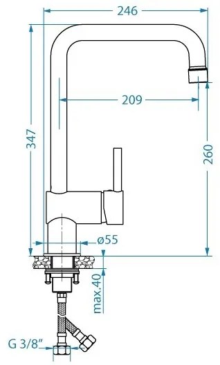 ALVEUS 1150925 - Mosogató csap STELLA 34,7 cm fekete