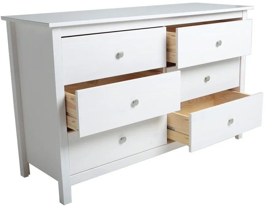 Fehér borovi fenyő alacsony komód 130x80 cm Berna – Marckeric