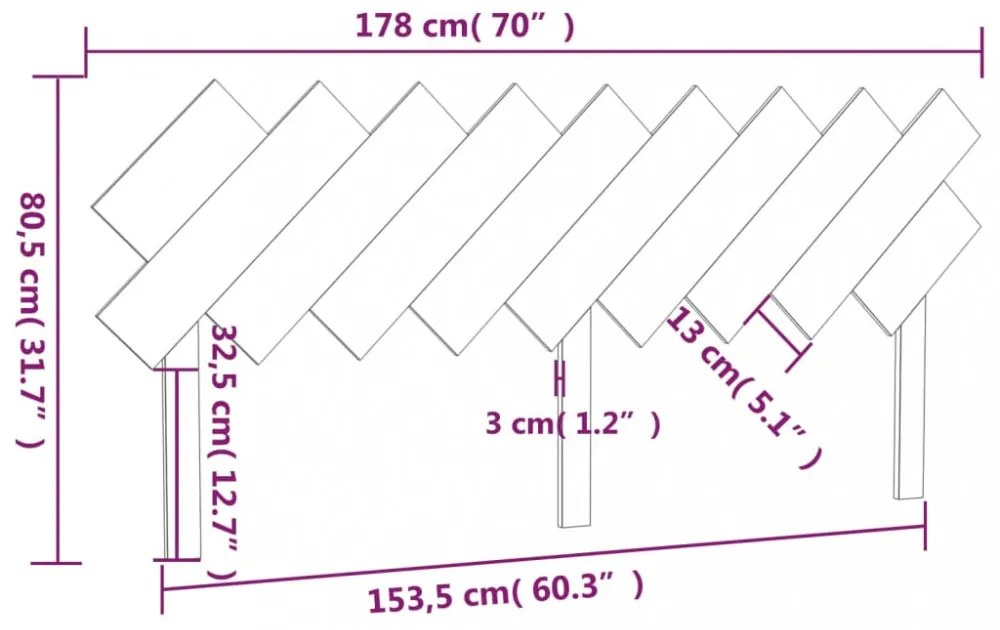 tömör fenyőfa ágyfejtámla 178x3x80,5 cm