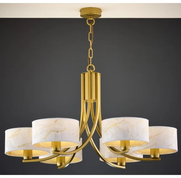Jupiter 2098 - Láncos csillár ARTHUR 6xE27/15W/230V fehér/arany/márvány dekor