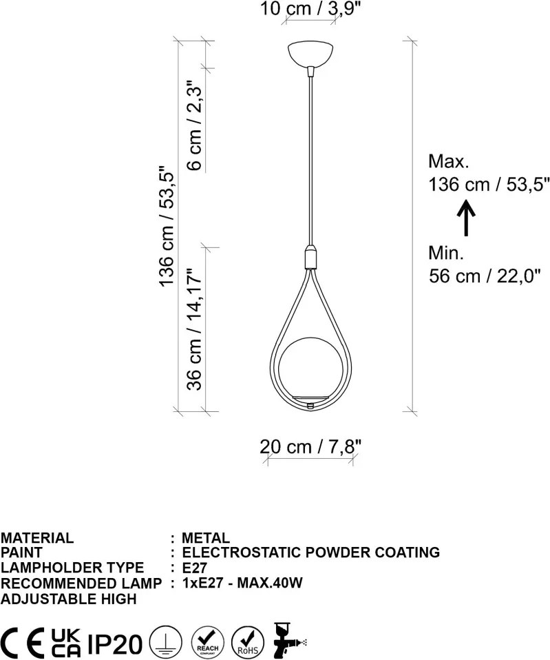 Mudoni MR-937-1 arany fém és üveg függőlámpa, Ø15 cm