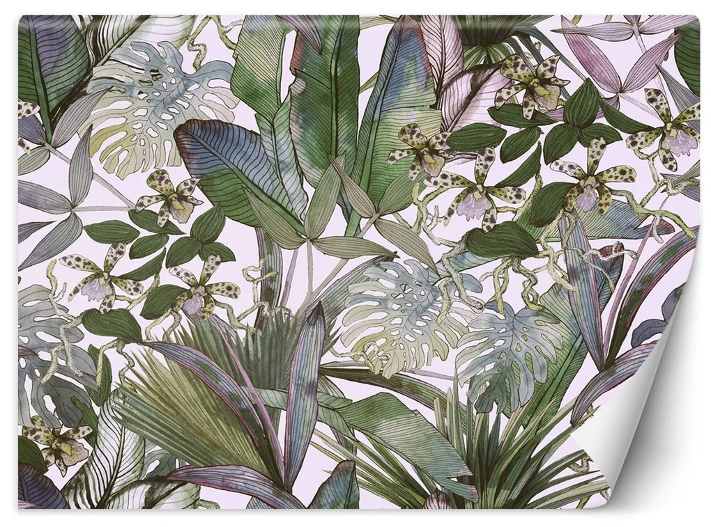 Gario Fotótapéta Monstera és trópusi levelek pasztellben Anyag: Vlies, Méret: 150 x 105 cm