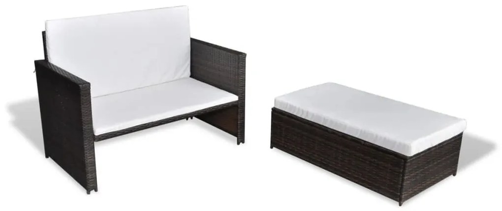 Barna kerti polyrattan kanapé