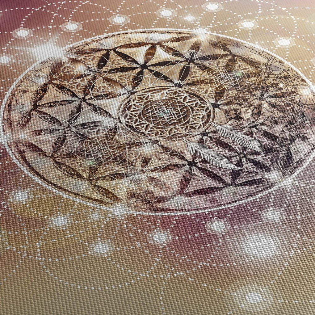 Kép - Mandala elemekkel (órával) (90x30 cm)