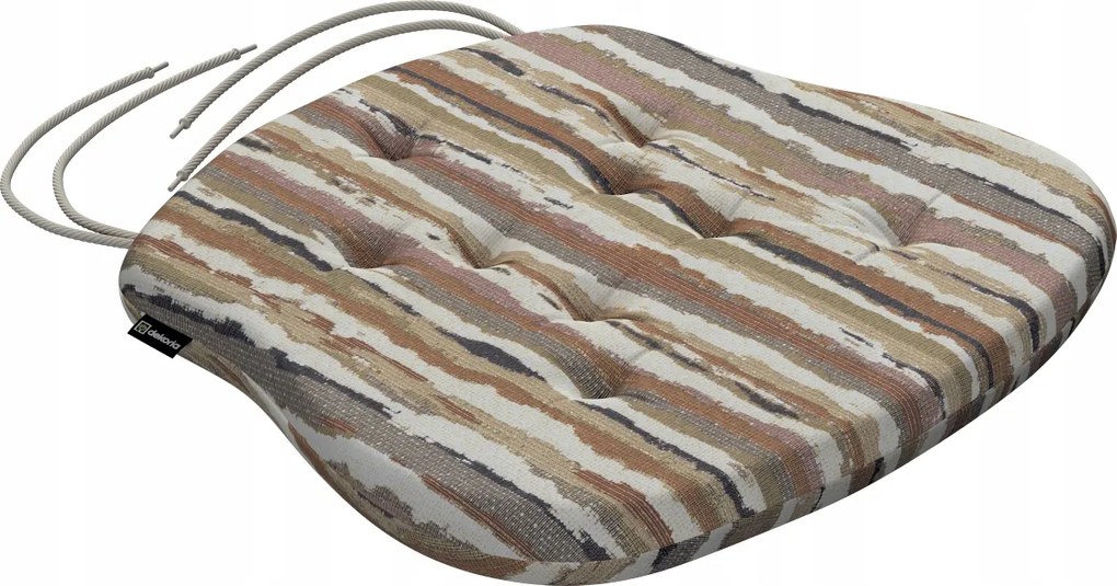 Filip székpárna 41x38 olíva-narancs csíkos, krémszínű alapon