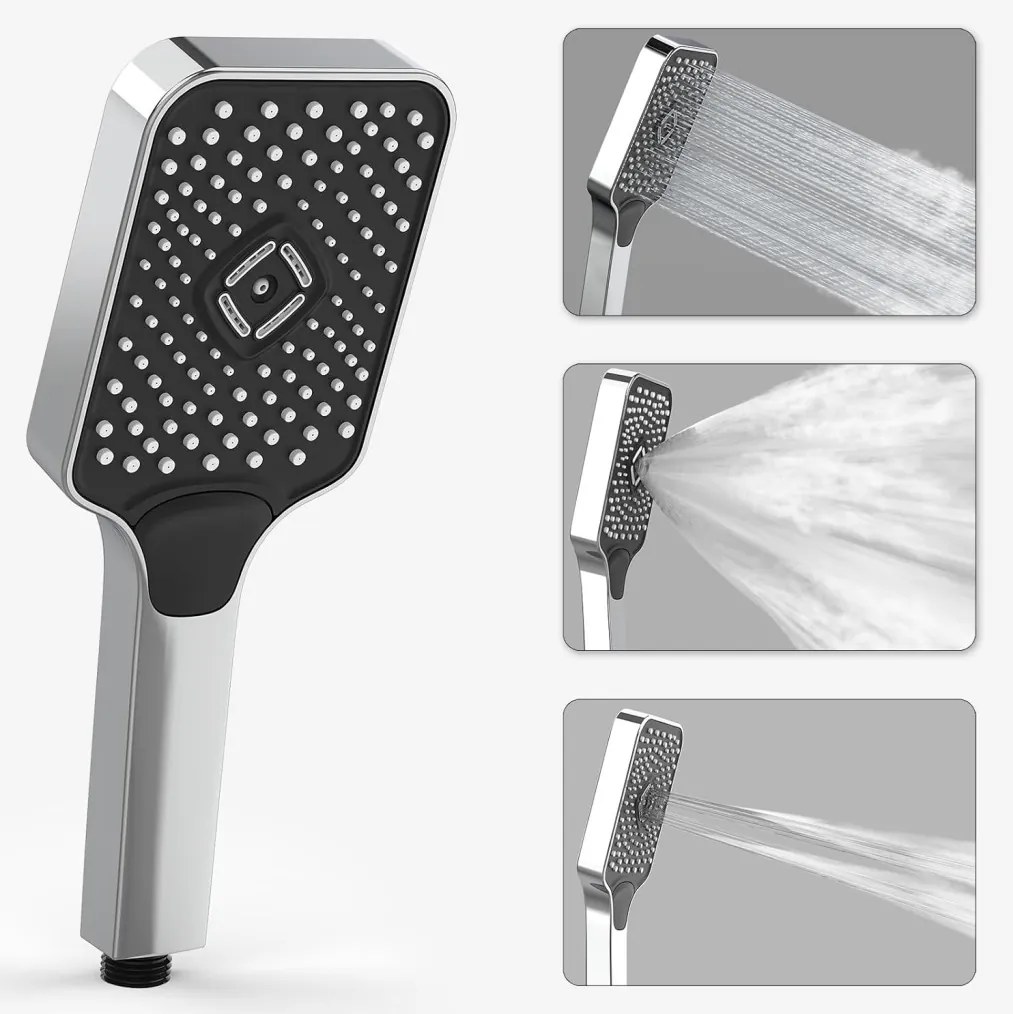 Caldo Freddo Zuhanyrendszer - CSAPTELEPPEL - szögletes - fejzuhany, zuhanyfej, gégecső - GUN METAL