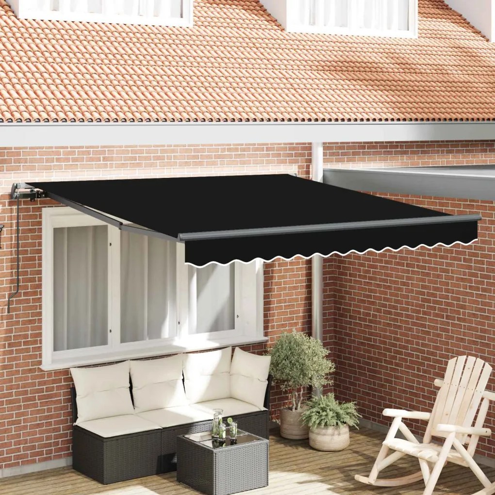 Behúzható napellenző Fekete 350 x 250 cm Poliészter és acél