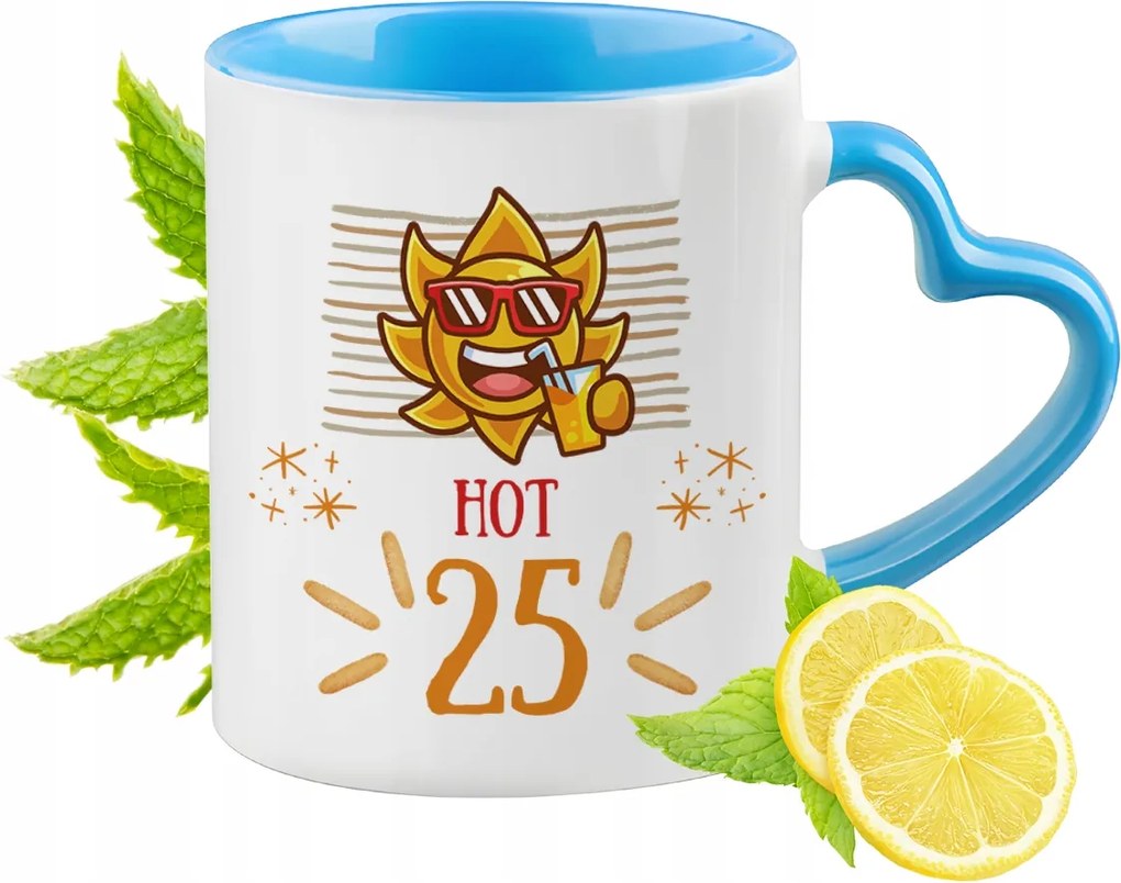 Születésnap 25 25-es 25-es Kék Bögre Szív Alakú Füllel Ajándék