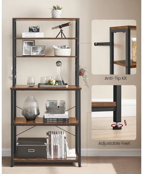 Konyhai polcos állvány MARGE barna/fekete