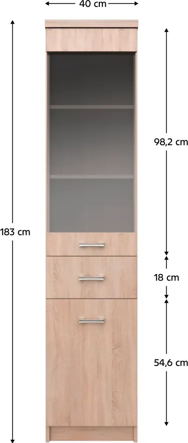Vitrin 1D1W1S, sonoma tölgy, univerzális,TOPTY TYP 32