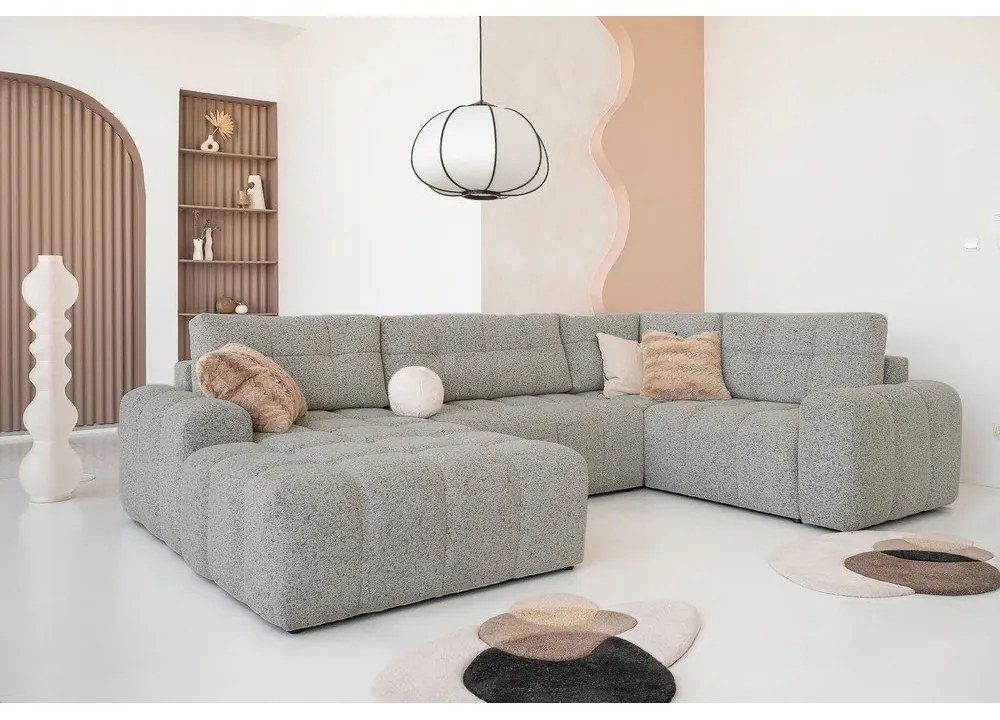 Világosbarna kinyitható tárolóhelyes moduláris sarokkanapé (jobb oldali) Lulu – Miuform