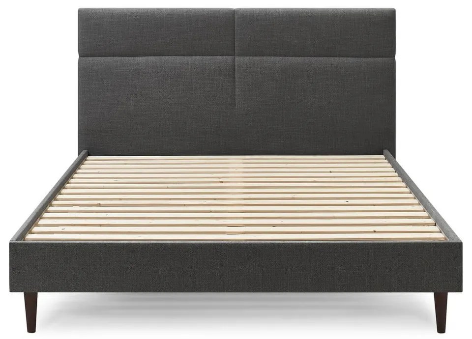 Fekete kárpitozott franciaágy ágyráccsal 160x200 cm Elyna – Bobochic Paris