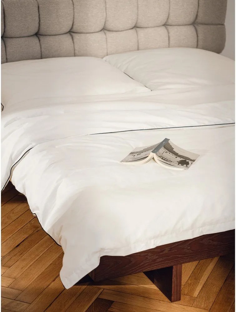 Natúr színű MDF franciaágy ágytámla nélkül ágyráccsal 180x200 cm tölgyfa dekorral Kito – noo.ma