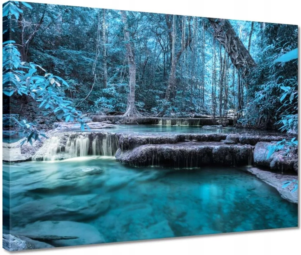 Vászonkép 40x30 Erawan Kék vízesés