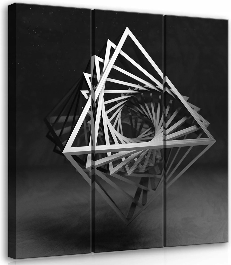 Vászonkép 90x100 Geometriai absztrakt triptichon minimalizmus fekete-fehér