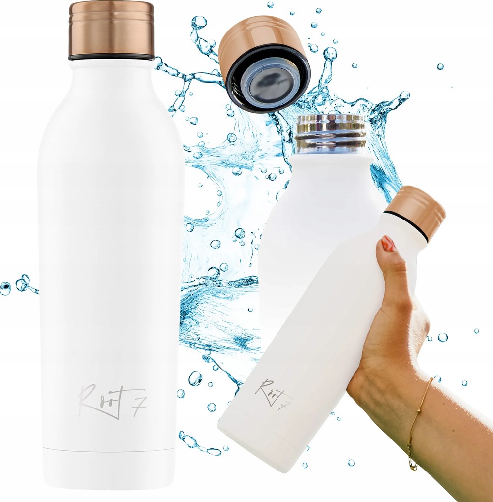 Acél termosz thermo palack kávé tea légmentesen záródó 500ml Root7 fehér