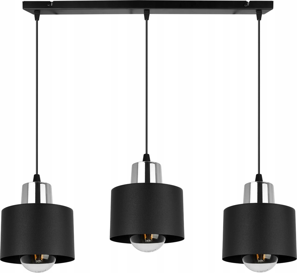 Mennyezeti Függőlámpa Csillár Hármas Fekete Loft Lámpabúra Modern