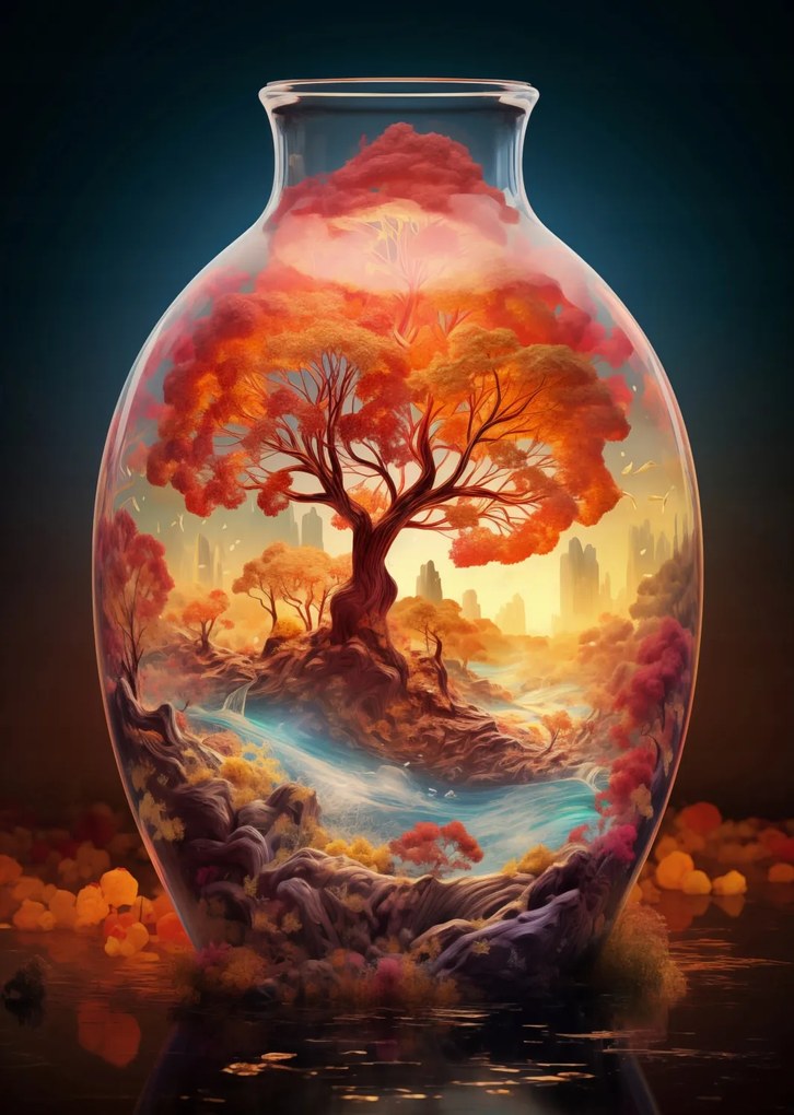 Poszter 64x90cm Az élet fája üvegben