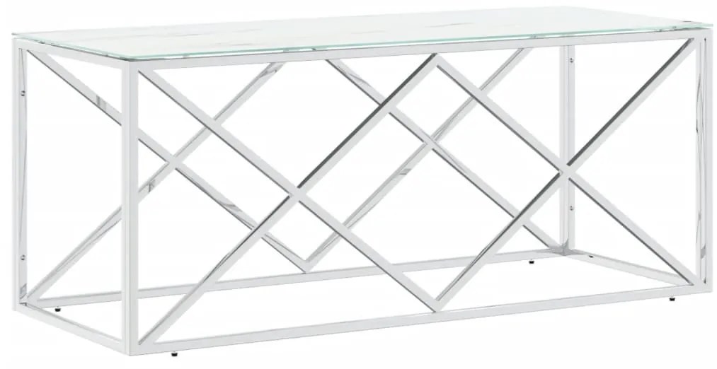 Üveg és rozsdamentes acél dohányzóasztal 110x45x45 cm